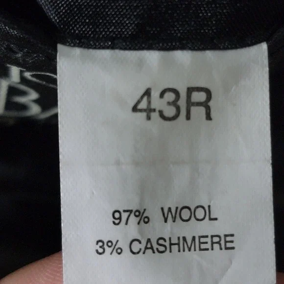 JOS A BANK Men's Flannel Sport Coat Two Button Black‎ Striped Wool Cashmere 43R